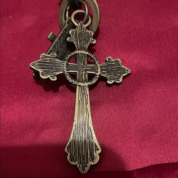 Hand Crafted Black and Gold Cross Necklace - Picture 7 of 9